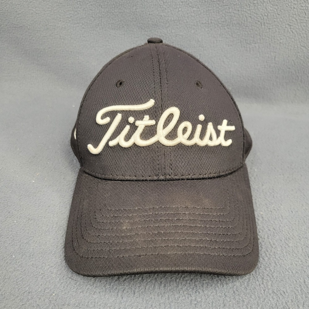Titleist‎ Golf Hat New Era Mens Small/Medium Black Performance Stretch Cap Logo